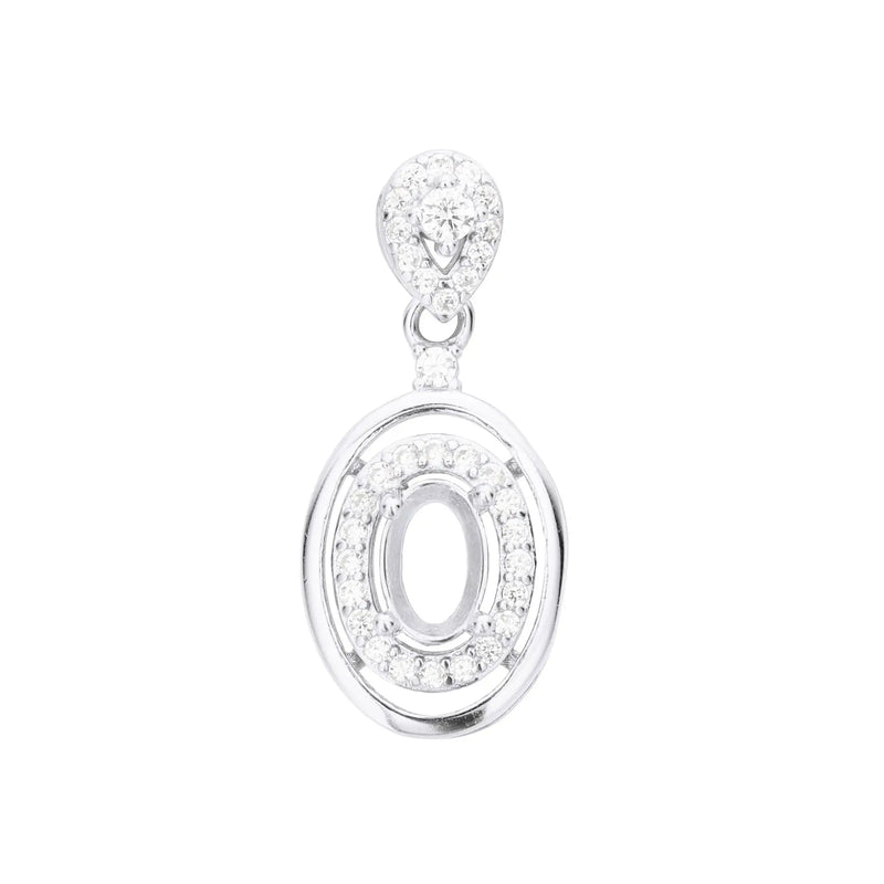 Oval Prong Pendant Setting Rose Silver DIY Charm