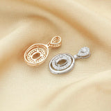 Oval Prong Pendant Setting Rose Silver DIY Charm