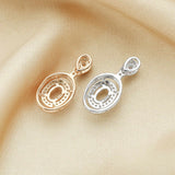 Oval Prong Pendant Setting Rose Silver DIY Charm