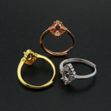 4x6MM Oval Prong Ring Settings 925 Sterling Silver Rose Plated