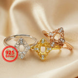 4x6MM Oval Prong Ring Settings 925 Sterling Silver Rose Plated
