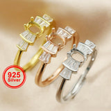 4x6MM Oval Prong Ring Settings 925 Silver Rose Plated DIY Ring Bezel Supplies
