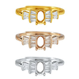 4x6MM Oval Prong Ring Settings 925 Silver Rose Plated DIY Ring Bezel Supplies