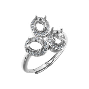 925 Silver Rose Plated 4x6MM Oval Prong Ring Settings