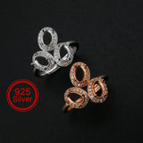 925 Silver Rose Plated 4x6MM Oval Prong Ring Settings