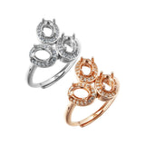 925 Silver Rose Plated 4x6MM Oval Prong Ring Settings