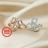 925 Silver Rose Plated 4x6MM Oval Prong Ring Settings
