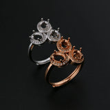925 Silver Rose Plated 4x6MM Oval Prong Ring Settings