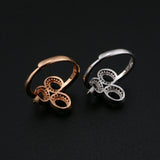 925 Silver Rose Plated 4x6MM Oval Prong Ring Settings