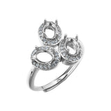 925 Silver Rose Plated 4x6MM Oval Prong Ring Settings