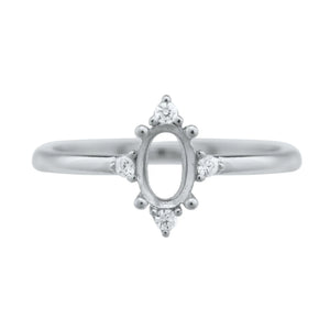 4x6MM Oval Prong Ring Settings in Solid 925 Sterling Silver Rose Plated