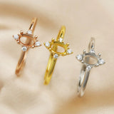 4x6MM Oval Prong Ring Settings in Solid 925 Sterling Silver Rose Plated