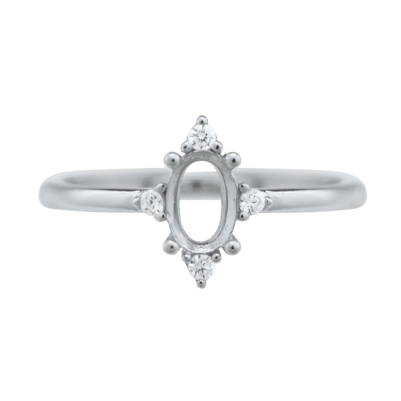 4x6MM Oval Prong Ring Settings in Solid 925 Sterling Silver Rose Plated
