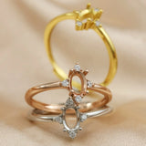 4x6MM Oval Prong Ring Settings in Solid 925 Sterling Silver Rose Plated