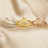 4x6MM Oval Prong Ring Settings in Solid 925 Sterling Silver Rose Plated
