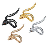 925 Silver Rose Plated Snake Ring Setting 4x6MM Pear Adjustable Animal Bezel