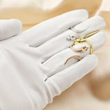 925 Silver Rose Plated Snake Ring Setting 4x6MM Pear Adjustable Animal Bezel