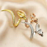 925 Silver Rose Plated Snake Ring Setting 4x6MM Pear Adjustable Animal Bezel