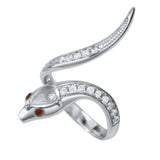 925 Silver Rose Plated Snake Ring Setting 4x6MM Pear Adjustable Animal Bezel