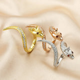925 Silver Rose Plated Snake Ring Setting 4x6MM Pear Adjustable Animal Bezel