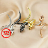 925 Silver Rose Plated Snake Ring Setting 4x6MM Pear Adjustable Animal Bezel