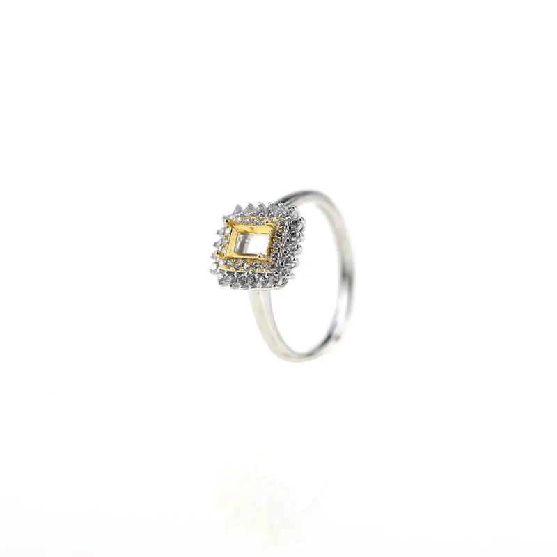 4x6MM Rectangle Prong Bezel Silver Ring Setting