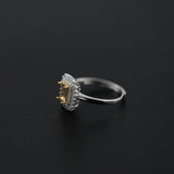 4x6MM Rectangle Prong Bezel Silver Ring Setting