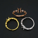 4x6MM Rectangle Ring Setting 925 Silver Rose Plated DIY Bezel Gemstone