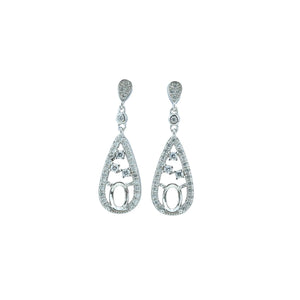 Rose Plated 925 Silver Oval Earrings Setting