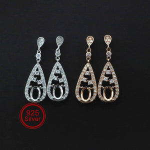 Rose Plated 925 Silver Oval Earrings Setting