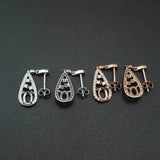 Rose Plated 925 Silver Oval Earrings Setting