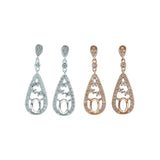 Rose Plated 925 Silver Oval Earrings Setting