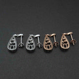 Rose Plated 925 Silver Oval Earrings Setting