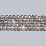 4x6mm Gray Round Faceted Agate Spacer Beads for Jewelry Making