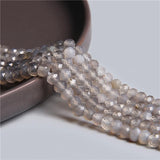 4x6mm Gray Round Faceted Agate Spacer Beads for Jewelry Making