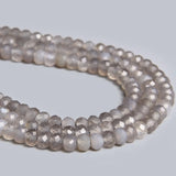 4x6mm Gray Round Faceted Agate Spacer Beads for Jewelry Making