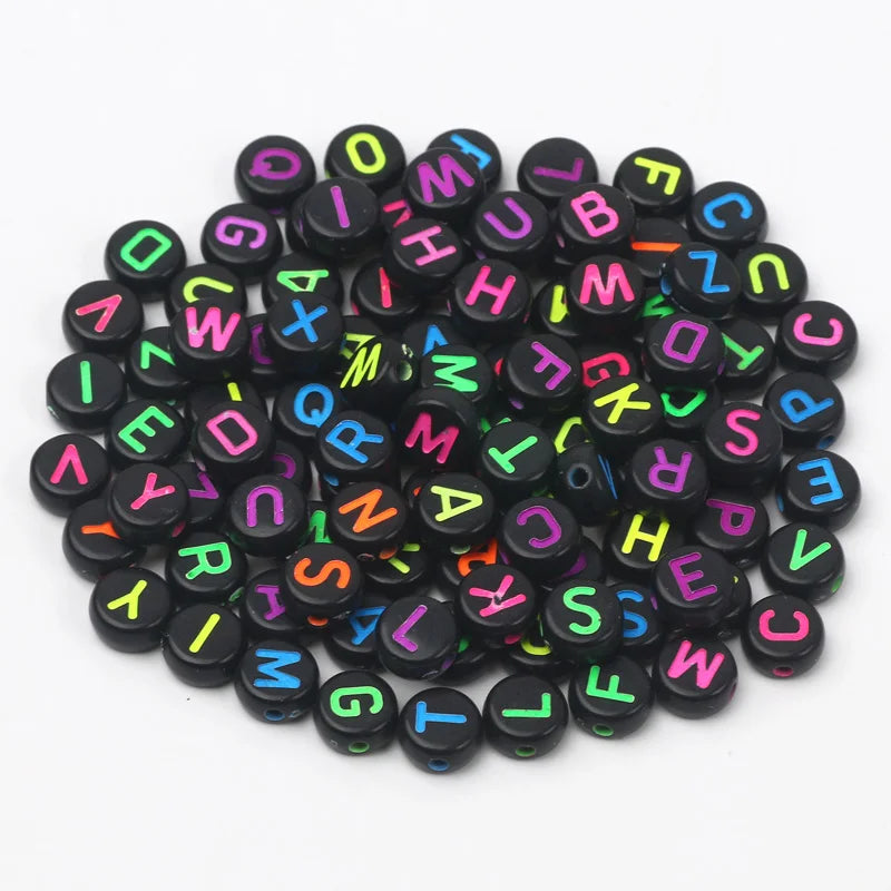 100pcs Colored Alphabet Acrylic Beads for DIY Jewelry Making