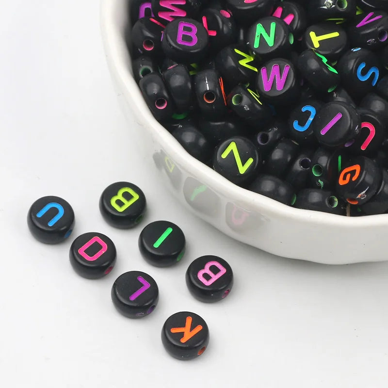 100pcs Colored Alphabet Acrylic Beads for DIY Jewelry Making