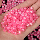 Rose Pink Alphabet Letters Beads 100pcs for Jewelry Making DIY Bracelets