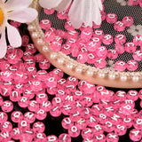 Rose Pink Alphabet Letters Beads 100pcs for Jewelry Making DIY Bracelets