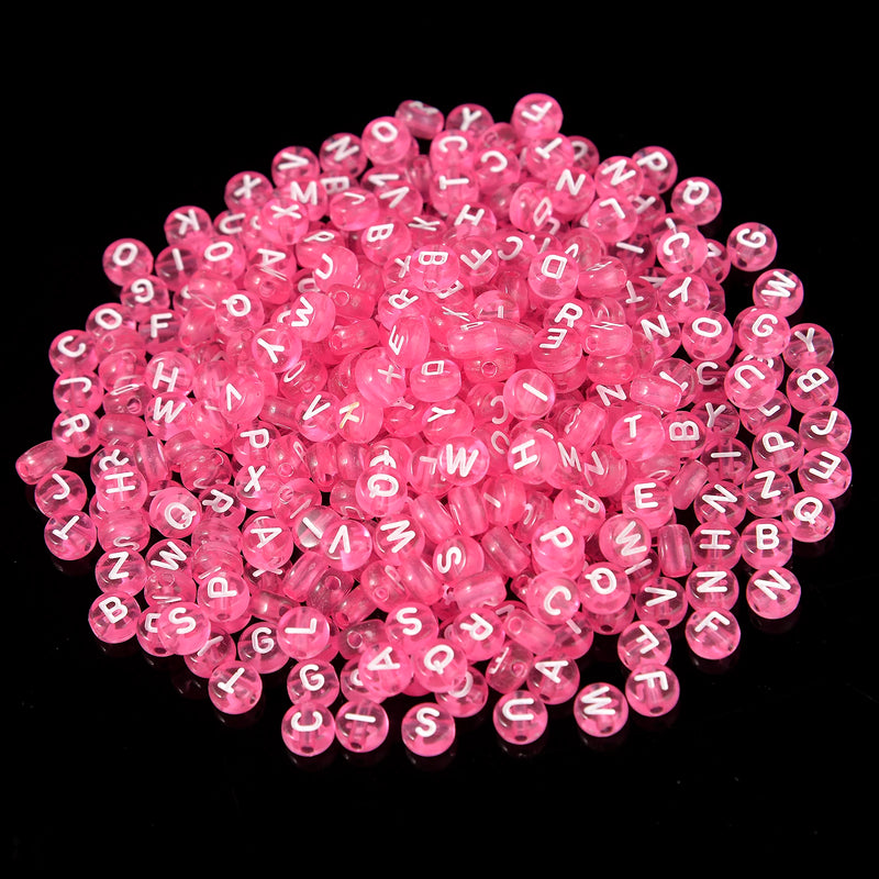 Rose Pink Alphabet Letters Beads 100pcs for Jewelry Making DIY Bracelets
