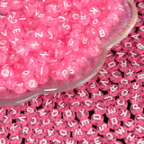Rose Pink Alphabet Letters Beads 100pcs for Jewelry Making DIY Bracelets