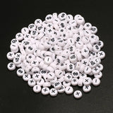 4x7mm Acrylic Beads Mixed Colorful Symbol Letters Number Round Loose Beads