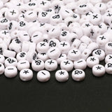 4x7mm Acrylic Beads Mixed Colorful Symbol Letters Number Round Loose Beads