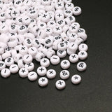 4x7mm Acrylic Beads Mixed Colorful Symbol Letters Number Round Loose Beads