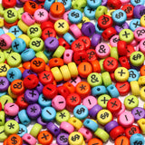 4x7mm Acrylic Beads Mixed Colorful Symbol Letters Number Round Loose Beads