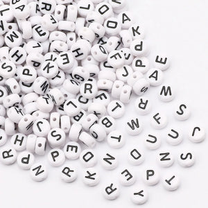 4x7mm Acrylic Letter Round Beads Alphabet Pink - DIY Jewelry Making