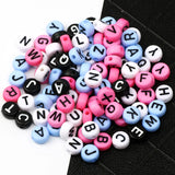 4x7mm Acrylic Letter Round Beads Alphabet Pink - DIY Jewelry Making