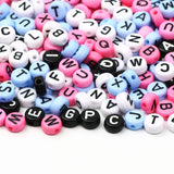 4x7mm Acrylic Letter Round Beads Alphabet Pink - DIY Jewelry Making