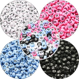 4x7mm Acrylic Letter Round Beads Alphabet Pink - DIY Jewelry Making